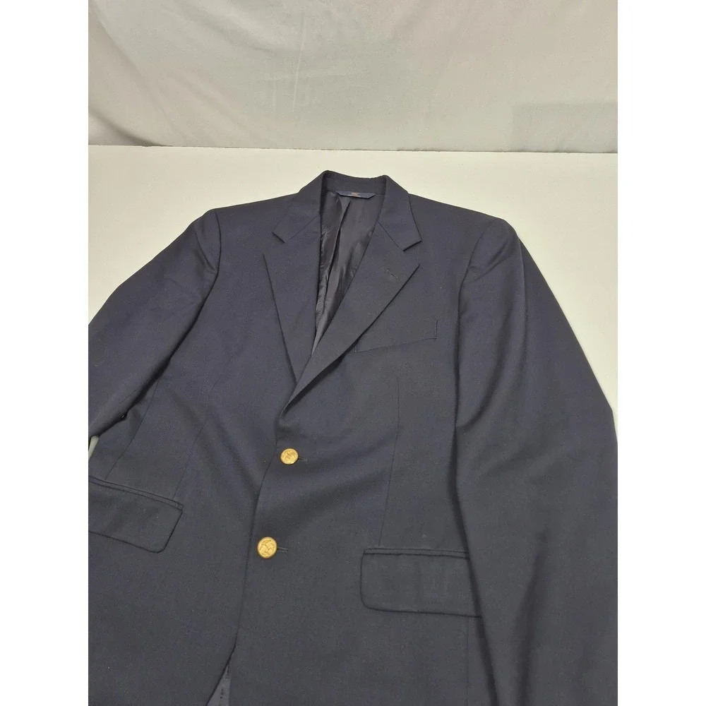 Brooks Brother Blazer Men's 39S Wool Navy Blue Wool Gold Button 2 Button 346